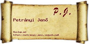 Petrányi Jenő névjegykártya
