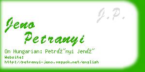 jeno petranyi business card